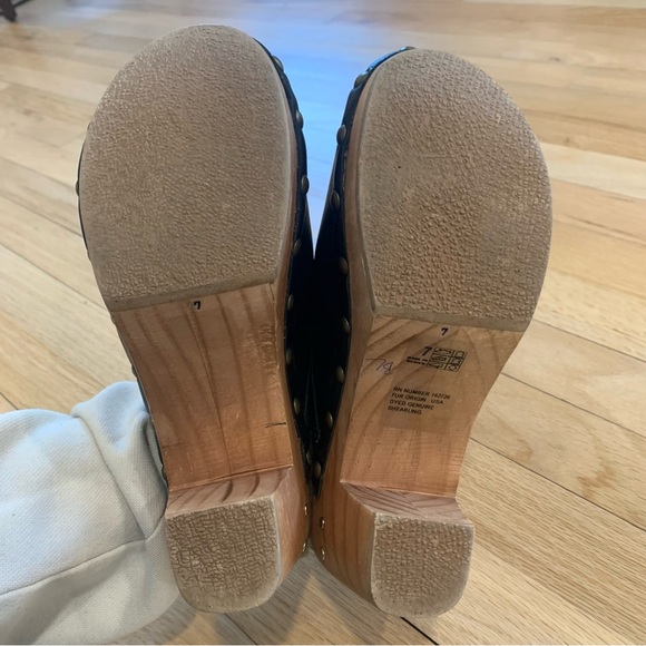 Beek Woodpecker Shearling Clog Leather Studded Wooden Heel Size 7 Fall Boho - Picture 8 of 8